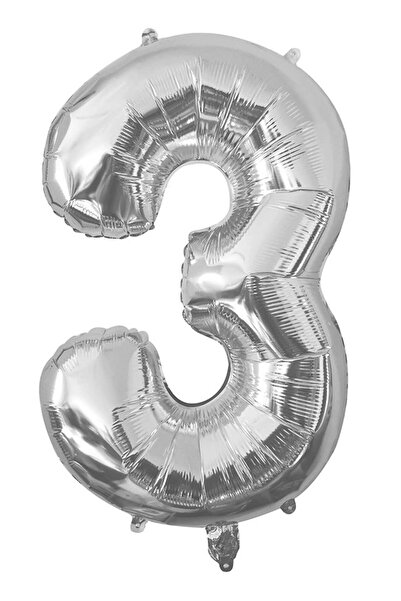 Generic Ciao Silver Foil Balloon Number 3 – 86 cm Large Metallic Balloon for ...