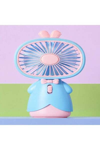 Generic Cute Rabbit Handheld Fan, Blue Portable Mini Cooling Fan for Kids
