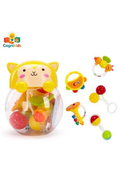 Generic Baby Rattle Toy Set (5pcs) | Infant Teething Rattles with Silicone, S...