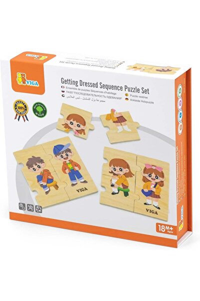 Generic VIGA Getting Dressed Sequence Puzzle Set - 28 Piece Montessori Wooden...