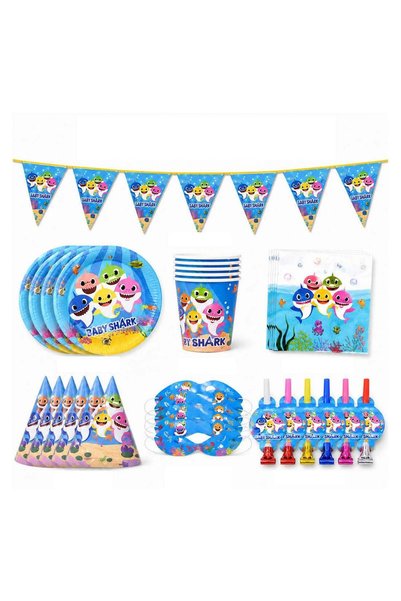 Generic 37 Pcs Baby shark Theme Kids Party Set, Cartoon Sea Birthday Tablewar...