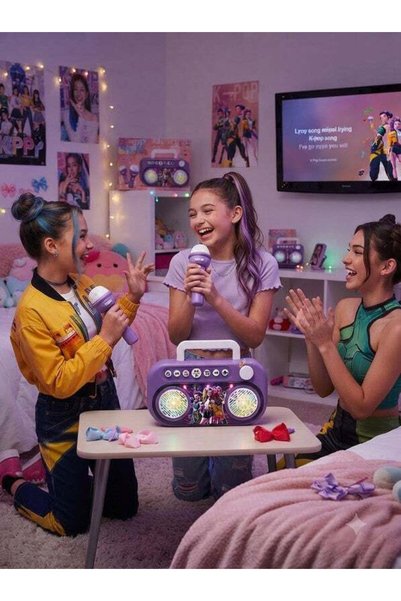 Generic Huntrix Kids Karaoke Speaker Console with Dual Microphones, Lights an...
