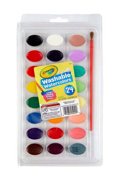 Generic Washable Watercolors with Brush, 24 Pieces