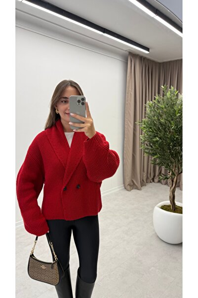 MELLOW Double Breasted Collar Buttoned Cardigan