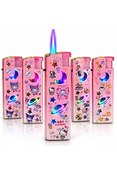 JML Brichetă metalică, set de 50, cu LED multicolor și flacără rezistentă la ...