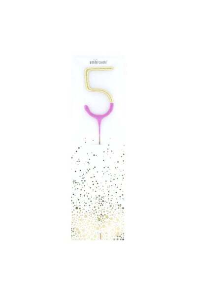 Generic Bicolor 2-Tone Gold Pink Celebration Candle Number 5 Decorative Cake ...