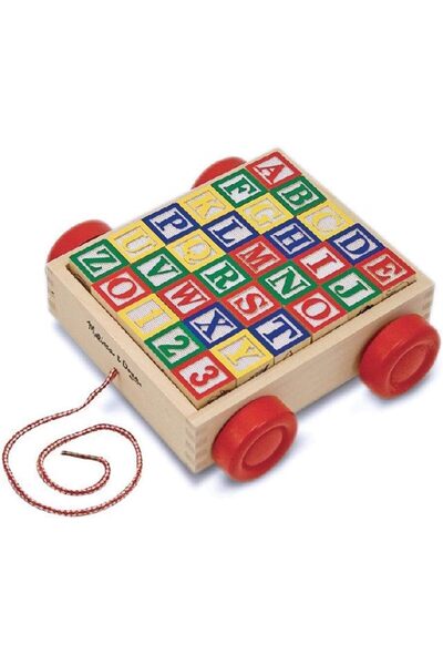 Generic Classic ABC Block Cart – 30 Solid Wood Alphabet, Number & Picture Blo...