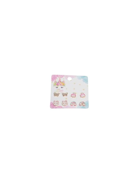 Generic Little Luxuries Pastel Charm Stud Earrings Set (Pack of 4 Pairs)