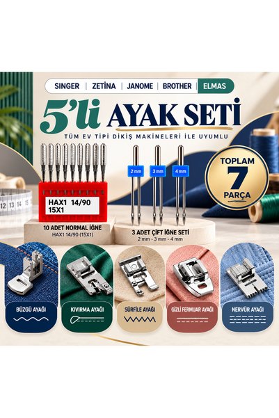 Elmas Janome Singer Ev tipi dikiş makinası Tayvan Ayak Set (nervür,kıvırma,sü...