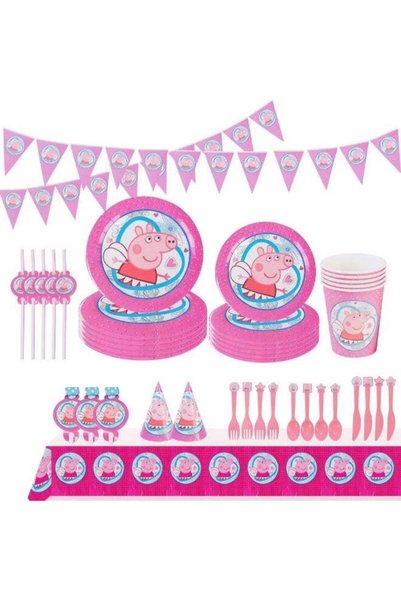 Generic 122 PCS Peppa Pig Birthday Party Supplies Kit for Kids – Pink Cartoon...