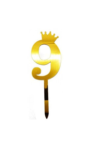 Generic Acrylic Cake Topper No.9 Golden Clr.