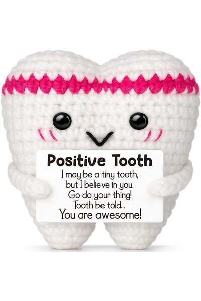 Generic Happy Threads Positive Tooth Plush with Inspirational Message Card, H...