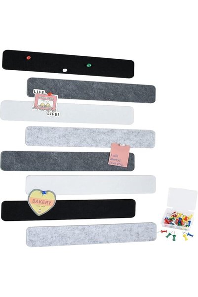 Yelajoy 8 Pcs Self-Adhesive Felt Pin Board Bar Strips for Wall, Cork Board Al...