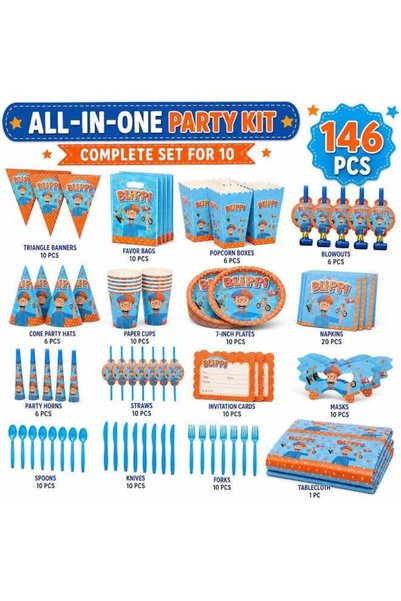 Generic 120 PCS Blippi Birthday Party Supplies Kit for Kids – Educational Car...