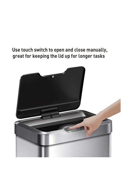 EKO Stainless Steel Sensor Bin | Touchless Automatic Trash Can | 30 Liter, Si...