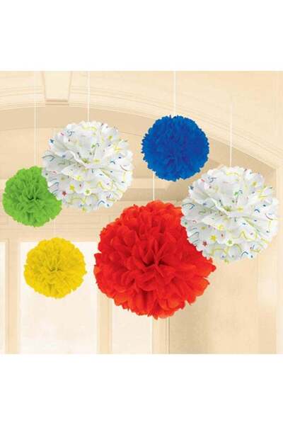 Generic 6-Piece Balloon Bash Fluffy Tissue Decoration Kit Party Supplies