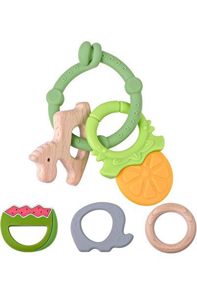 TYRY.HU Baby Teething Ring(6 Pack), Multi Use Baby Toy Ring - Attach Toys & T...