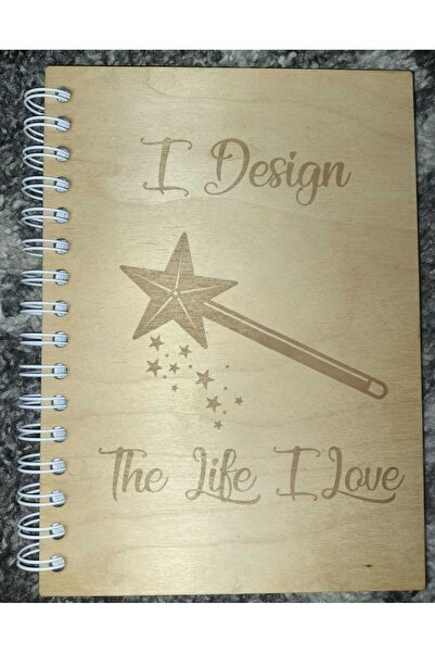 Generic Brand Agendă A5 din lemn „I Design The Life I Love” – copertă reutili...