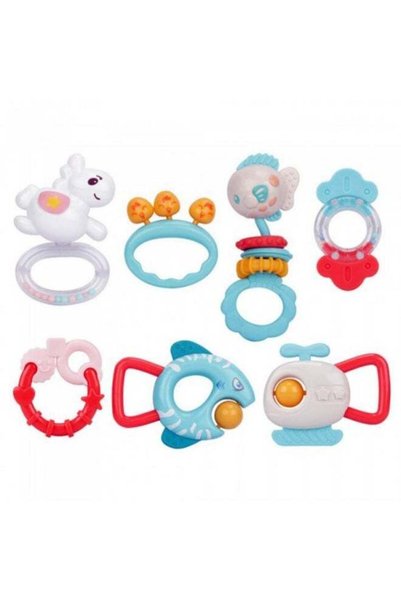 Generic 7-Piece Baby Teether Rattle Set – Educational Teething & Learning Toys