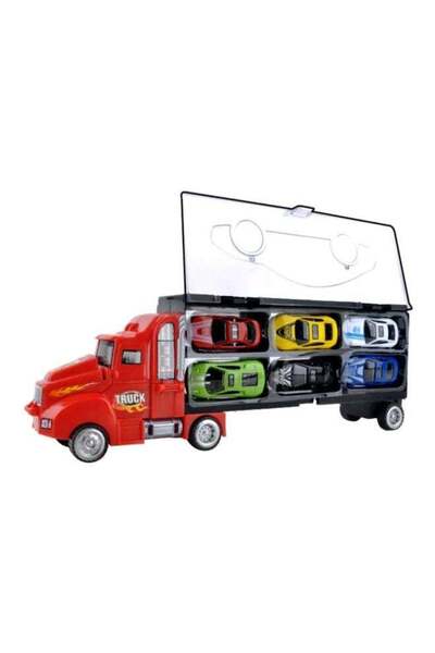 Generic 1:64 Vehicles Transport Truck With 6 Die-cast Car Set 7x36x15cm