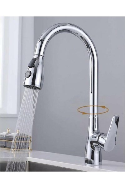 OEM Kitchen Sink Faucet with Water Purification Outlet from the Faucet Spout, New Model, Chrome Color, Spiral and Faucet Spout, 7 Years Warranty, Imported