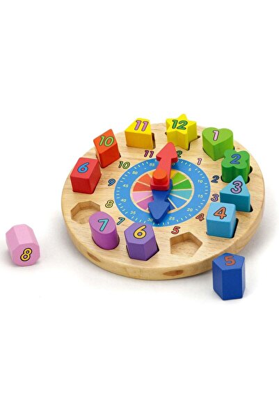 Generic VIGA Round Clock Montessori Toy - Wooden Puzzle with Movable Hands & ...