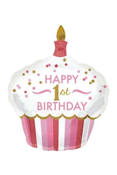 Generic 1st Birthday Cupcake Holographic Balloon Decorations Party Supplies