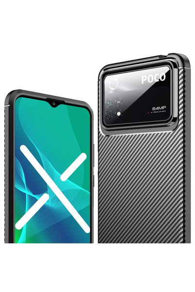 ERBORD Husă pentru Xiaomi Poco X4 Pro 5G, Carbon Gel, Negru