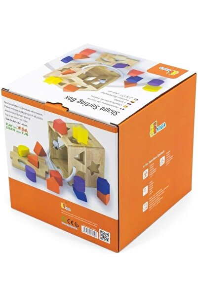 Generic VIGA Wooden Shape Sorting Box with 12 Blocks - Montessori Toy for Col...