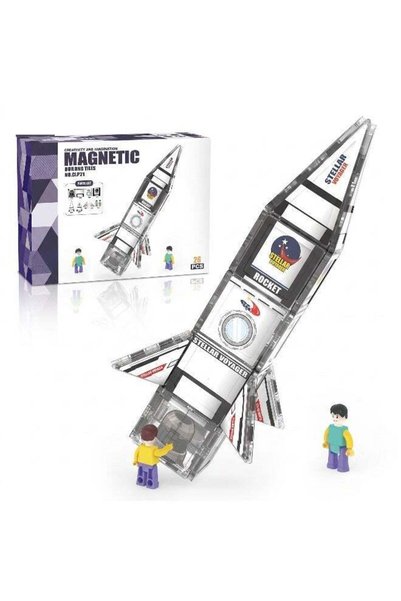 Generic Magnetic Building Tiles Rocket Set 26 Pieces – 7.5cm DIY Magnetic Blo...