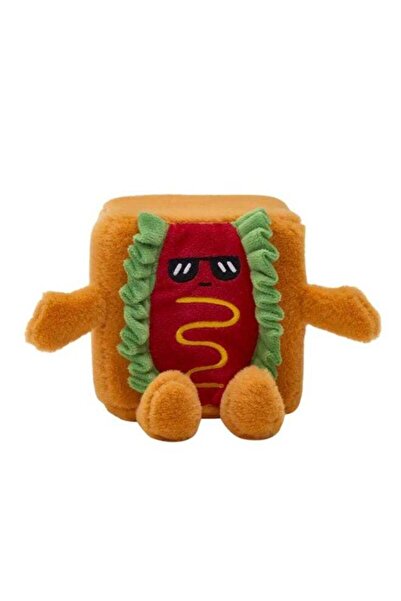 Generic Square Pals Sunny Doggo Hotdog Plush Toy (10 cm, Orange/Red/Green)