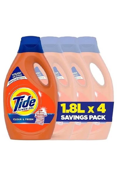 Tide Power Gel Laundry Detergent Clean And Fresh Scent 1.8L Pack of 4