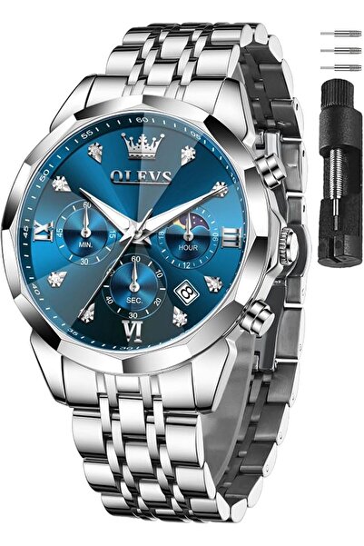 OLEVS ساعة رسمية من الفولاذ المقاوم للصدأ مع عرض التاريخ للرجال من اوليفز، تص...