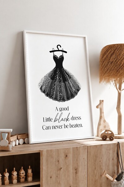 KEYFHOME Rochie neagră mică, modă, înrămată, MDF, tablou, poster, decor de pe...