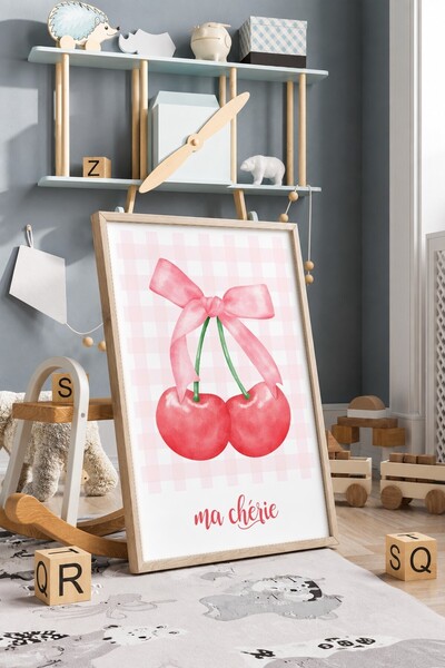KEYFHOME Tablou MDF cu ramă de cireș cu fundă, poster, decor de perete pentru...