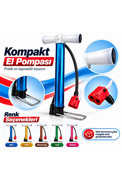 Ergonomik T Kol Bisiklet Pompası - Taban Destekli Taşınabilir Hava Pompası (37 cm)