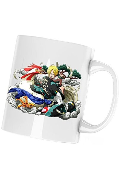 INOVATIX Чаша Vinsmoke Sanji One Piece Samurai Kimono Anime, бяла, 330 мл