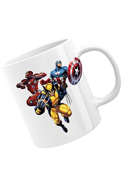 INOVATIX Кана Върколак Капитан Америка Ironman Superheroes, бяла, 330 мл