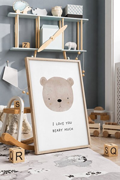 KEYFHOME I Love You Beary Much Ursuleț de pluș înrămat MDF Poster pictură pen...