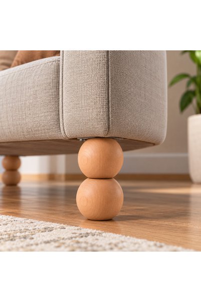turanahşap Doğal Ahşap Koltuk Ayağı-Baza Ayağı 15 cm