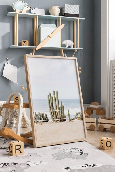 KEYFHOME Poster cu tablou MDF cu cactus de coastă, decor de perete pentru suf...