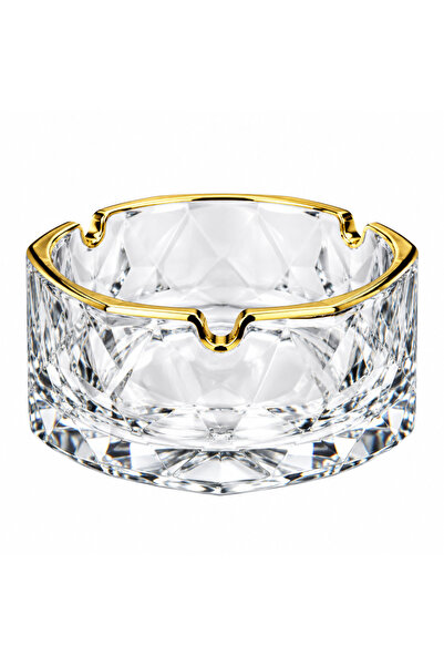 DIAMOND Glass Ashtray with Golden Rim – 11cm
