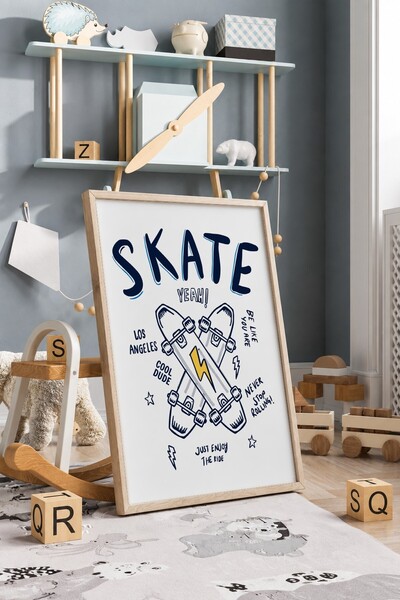 KEYFHOME Skate Skateboard cu ramă MDF Tablou Poster Cadou pentru decorarea pe...