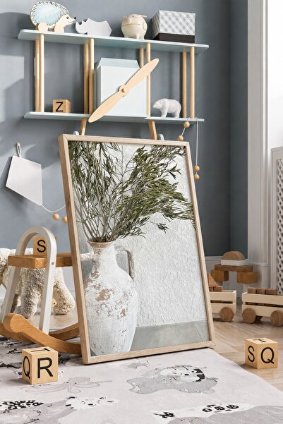 KEYFHOME Rustic Olive Branch Framed Mdf Painting Poster Living Room Wall Deco...