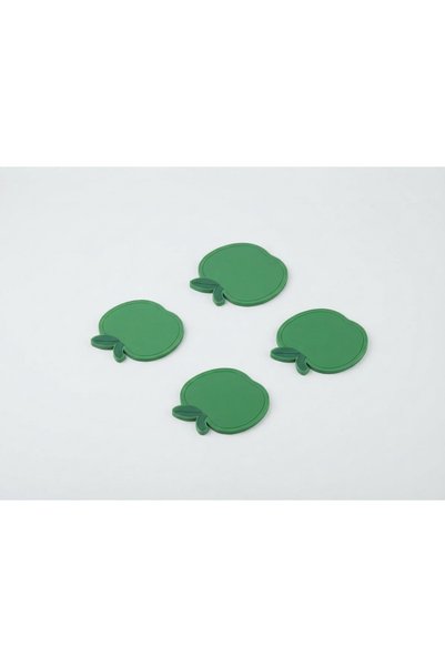 EveFix 4lü Set Elma Tasarımlı Esnek Silikon Bardak Altlığı - Kaydırmaz Taban, Isıya Dayanıklı Kupa ve Bardak Altlığı