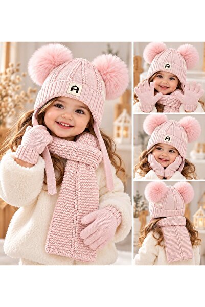 Kitti 0-18 Months Baby Girl Scarf Beanie Gloves Set of 3