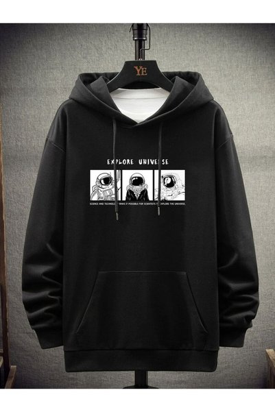 Vordevia Design Printed Cotton 3 Thread Threaded Oversize Sweatshirt