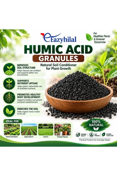 Generic Eazyhilal Organic Soil Conditioner, Natural Humic Substance, Water-Soluble Humic Acid Granules Fertilizer for Plants, Vegetables, Fruits, Flowers & Gardens, 250g / 500g, 500 Grams