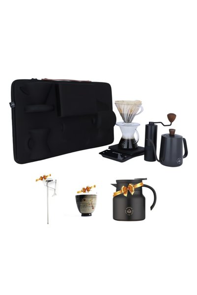 BARISTAR شنطة قهوة مختصة V60 مع طاحونة وميزان وإبريق وأدوات تحضير
