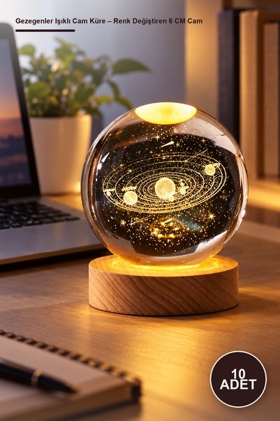 Yenilig 10 Pieces of Planets Luminous Glass Globe – Color-Changing 6 cm Glass...